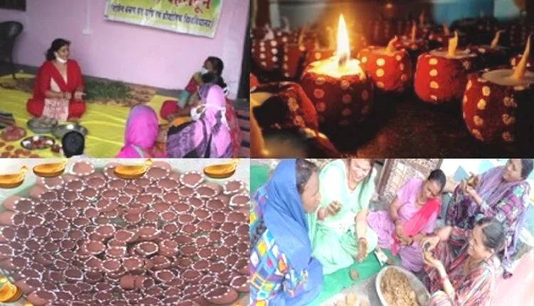 गाय के गोबर से दीये cowdung diyas