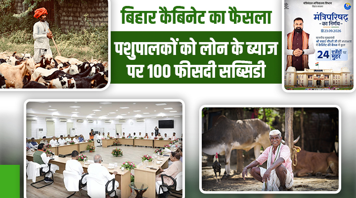 बिहार कैबिनेट का बड़ा फैसला: पशुपालकों को ब्याज पर 100 फीसदी सब्सिडी,किसानों-डेयरी सेक्टर को तोहफा